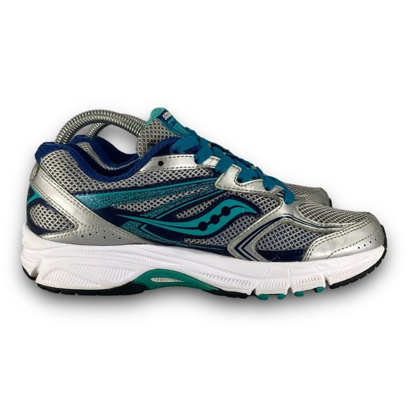 Saucony Cohesion 9 Running Shoes S15262-1 Mesh Low Top Silver Teal Women 8.5 - Picture 3 of 9